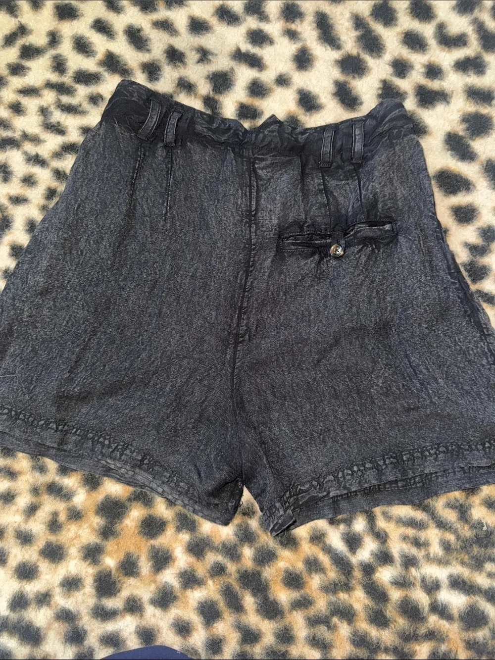 Free People High-Waist Washed Black Pleated Shorts